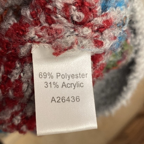 Appleseeds checker Cardigan Womens jewel tones chunky knit Grandpa Sweater L - Picture 5 of 8